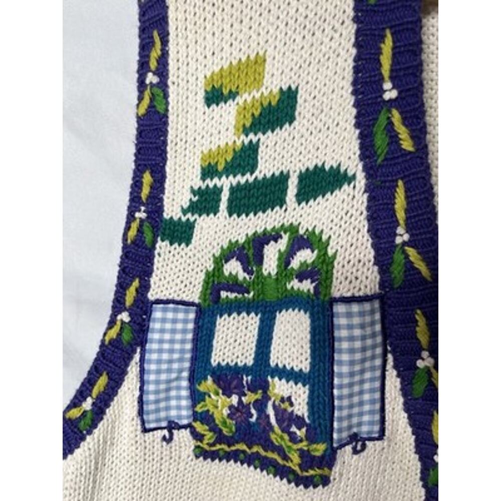CST Studio Knit Sweater Vest Size 2x Floral Window Box Graphics Ramie Blend - Picture 8 of 14